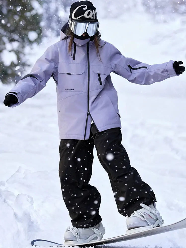 Women's Stand Collar Snowsuit 3L Snow Suit Set