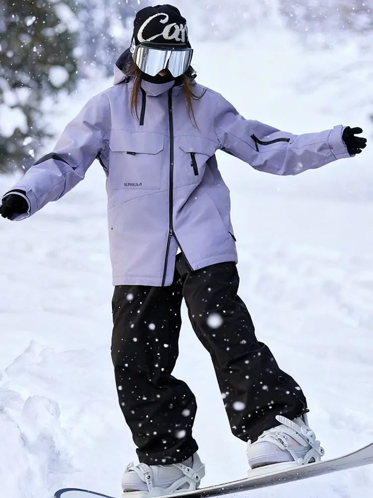 Women's Stand Collar Snowsuit 3L Snow Suit Set