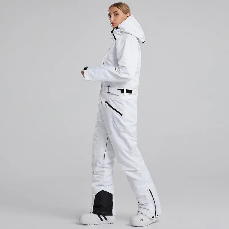 Women's White One Piece Snow Jumpsuits Ski Suits 