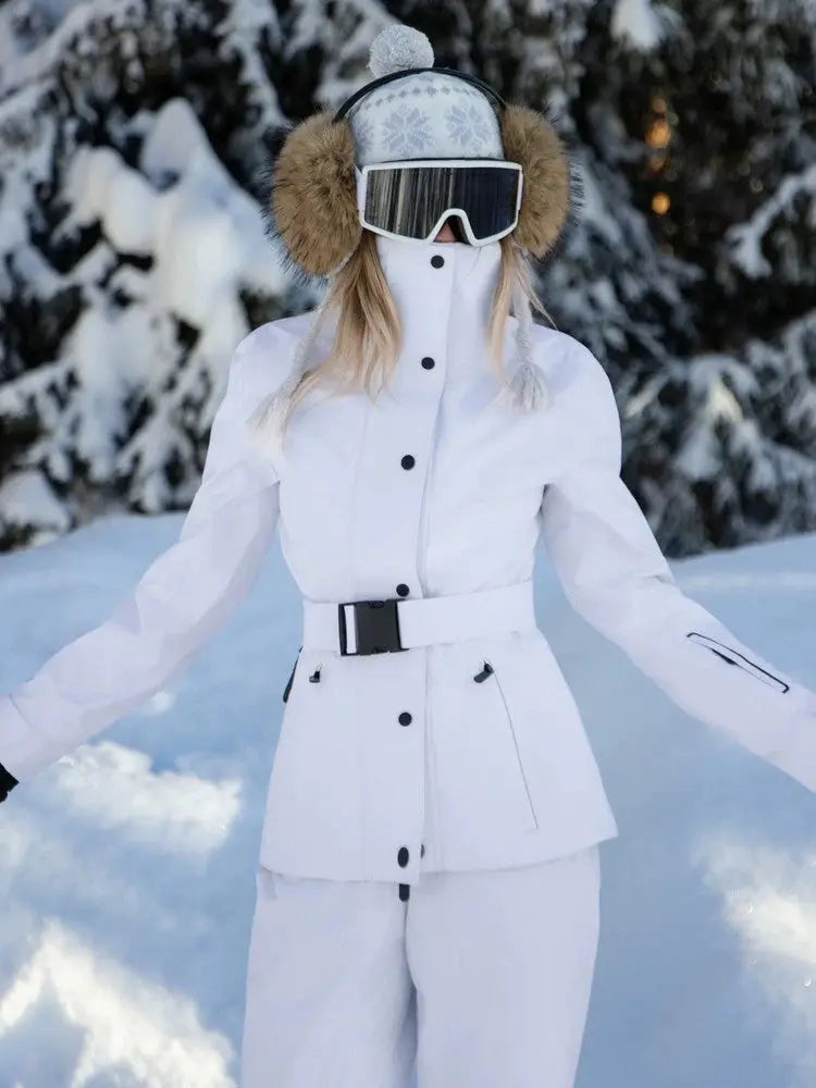 Women's 3L Seam-Sealed Ski Jacket — Slim Fit Waist-Cinching Padded Coat