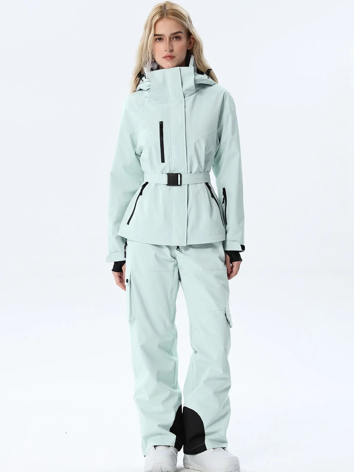 Women's Coordinated Belted Snow Jacket and Pants