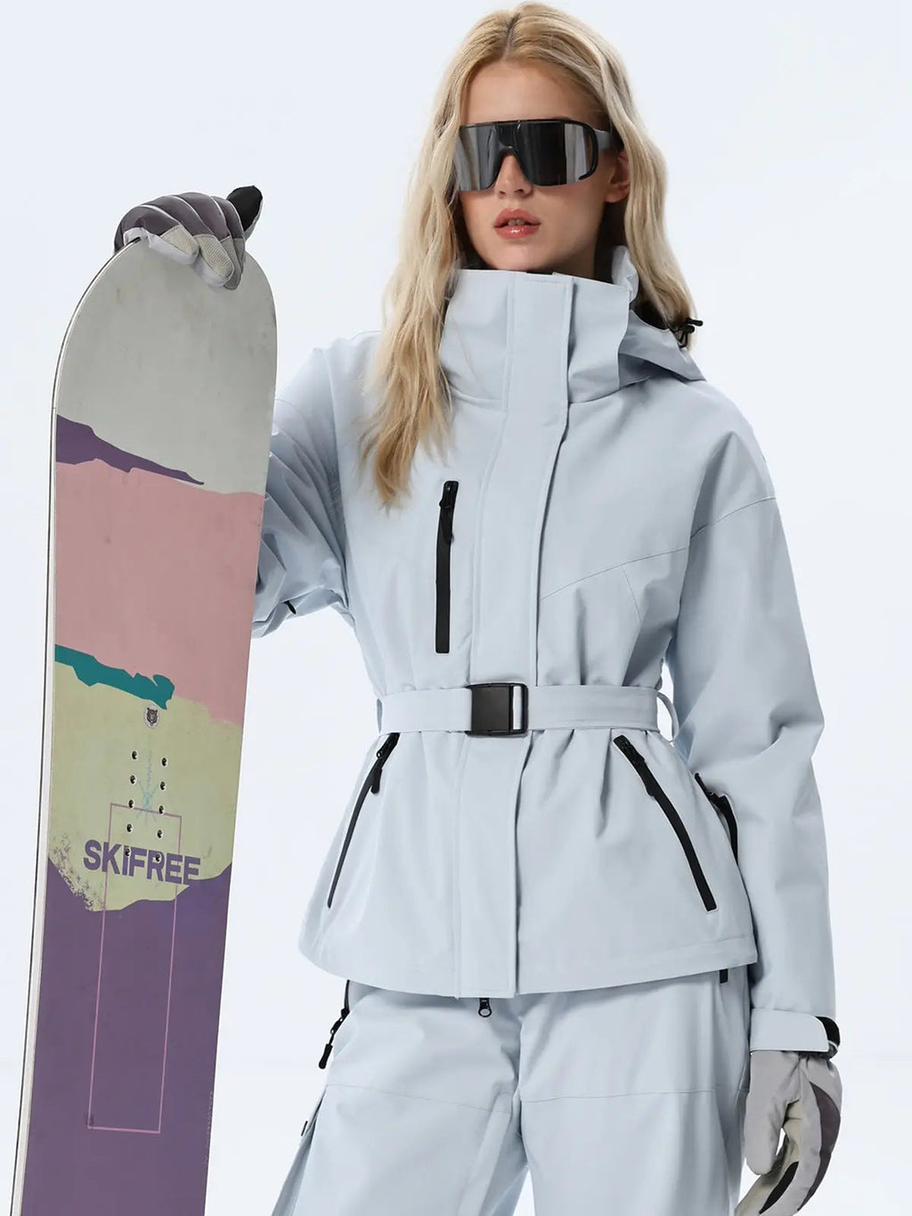 Women's Coordinated Belted Snow Jacket and Pants