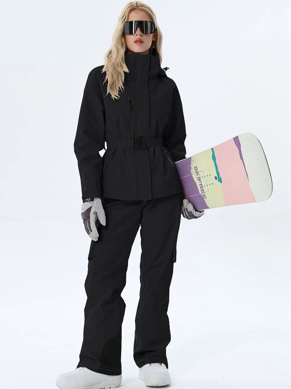 Women's Coordinated Belted Snow Jacket and Pants