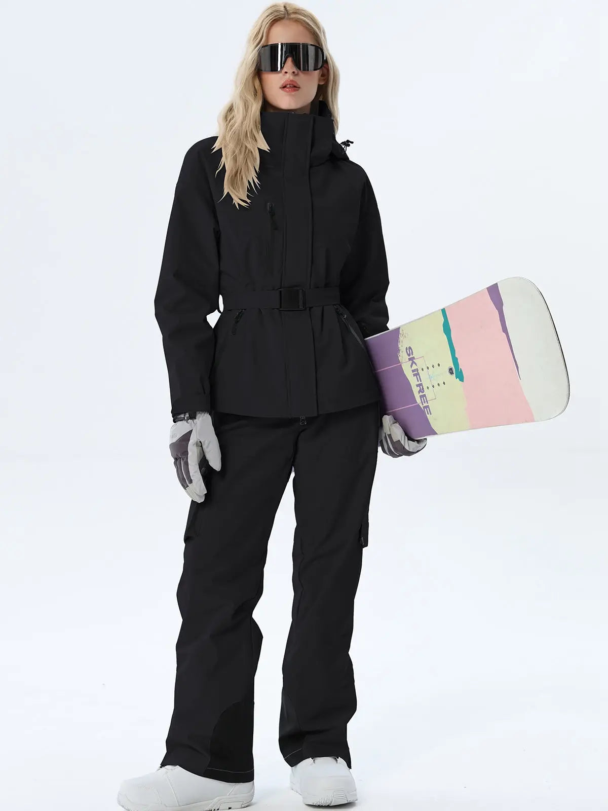 Women's Coordinated Belted Snow Jacket and Pants