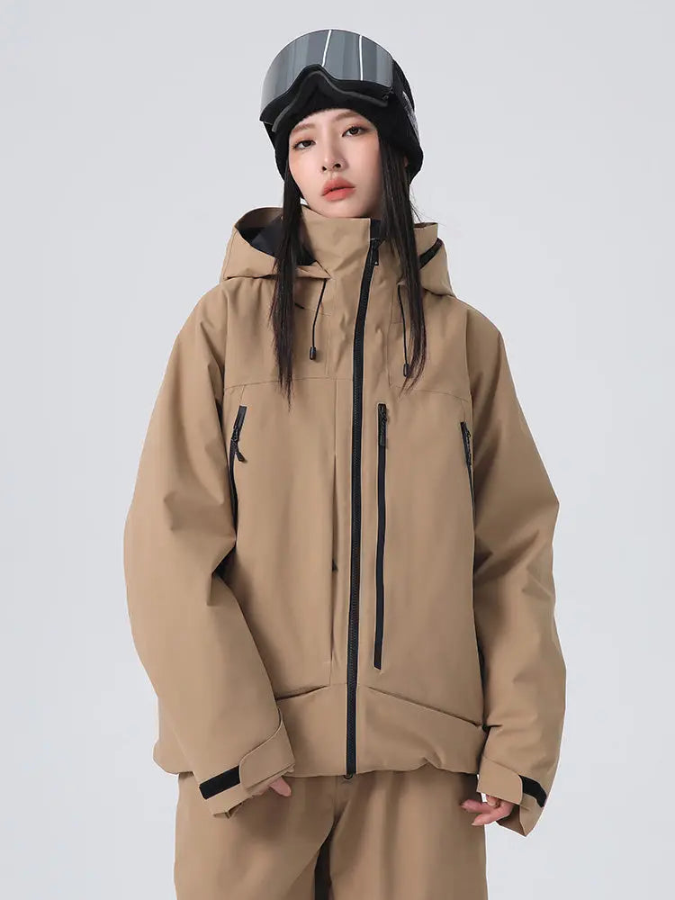 Women's High collar Ski Jacket Baggy Snow Jacket for Winter
