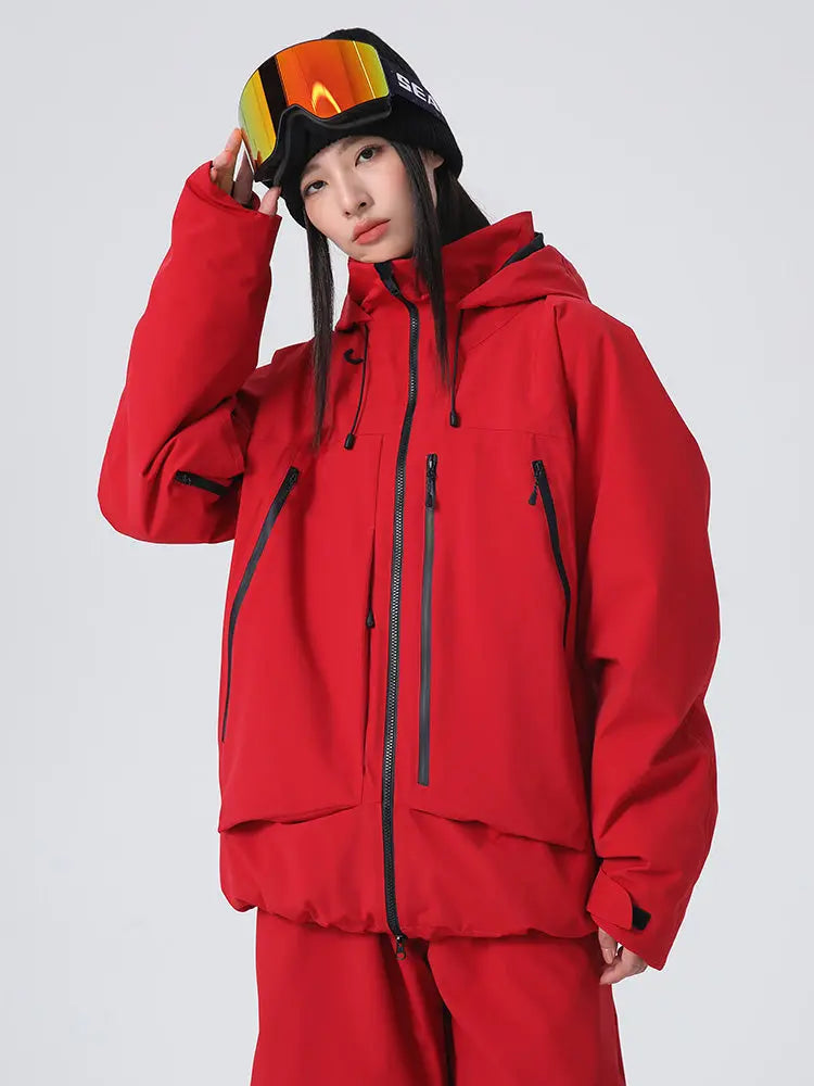 Women's High collar Ski Jacket Baggy Snow Jacket for Winter