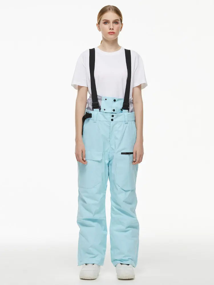 Women's Loose Fit Snow Bibs Pants Winter Snowboard Overalls