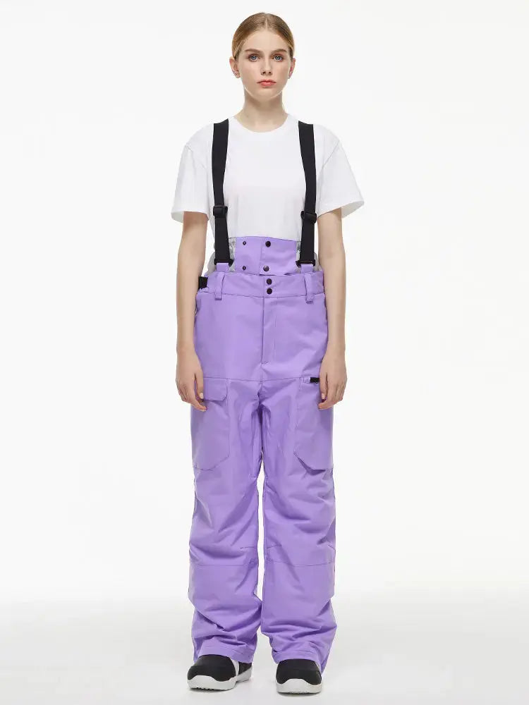 Women's Loose Fit Snow Bibs Pants Winter Snowboard Overalls