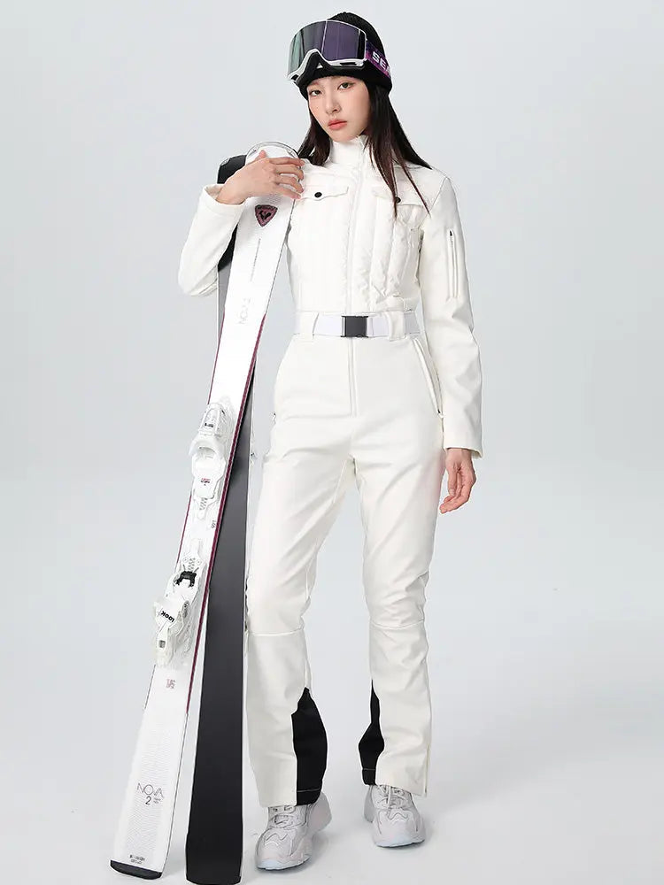 Women's One-piece Slim Ski Suits High elasticity Snow Jumpsuit