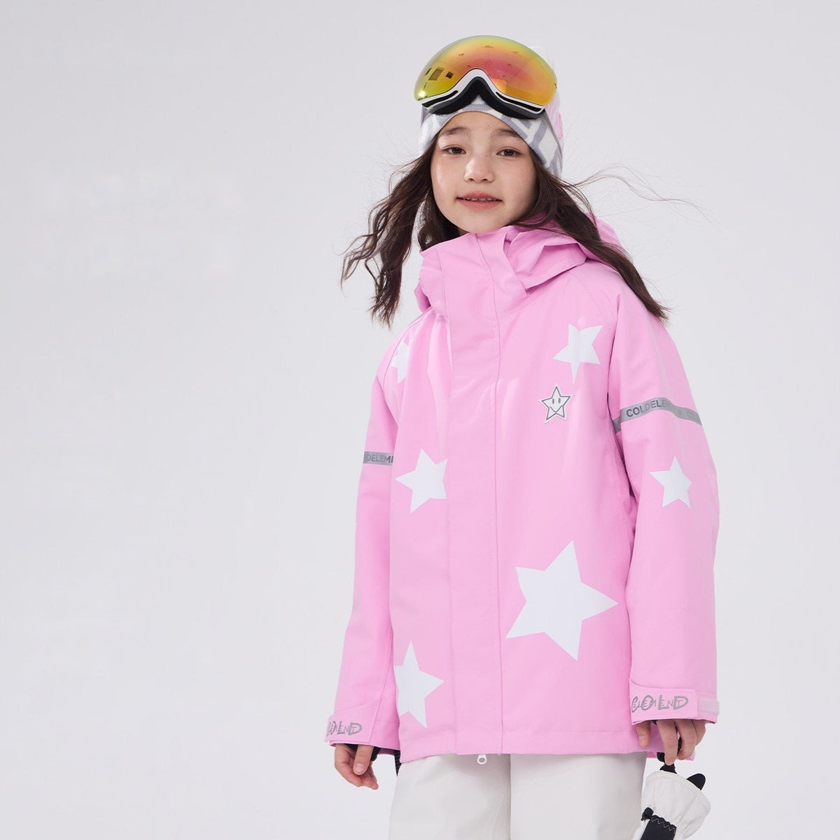 Kids' Star-Pattern Waterproof Ski Shell Jacket